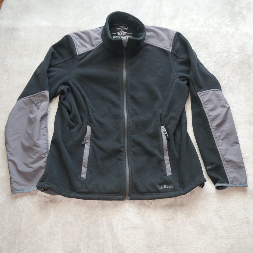 L.L. Bean Polartec Wind Pro Full Zip Fleece Jacket Women Large Black Lightweight